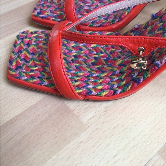 Coach Kaia Poppy Strappy Leather Sandal Rainbow - Picture 13 of 16